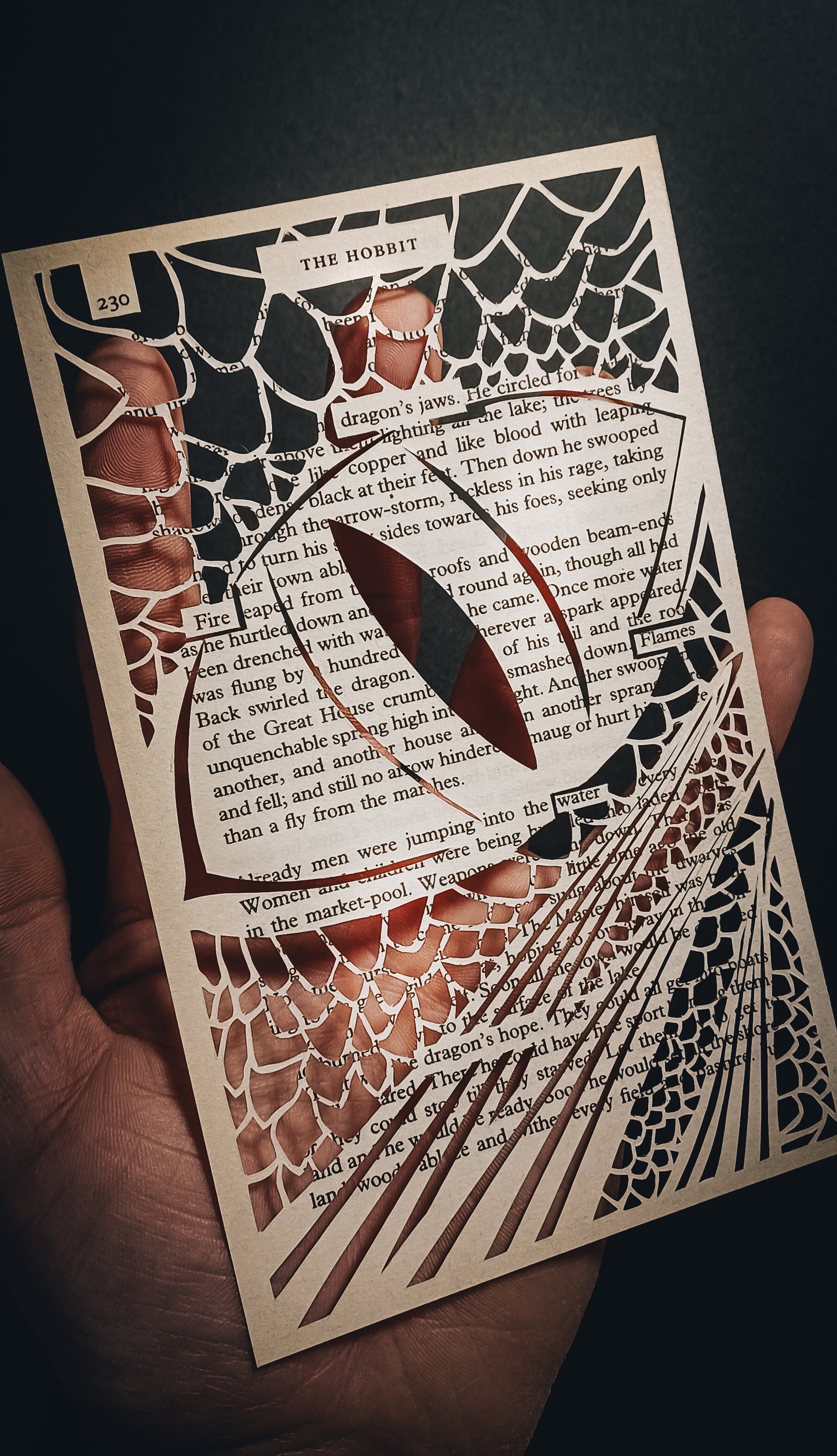 eye of smaug dragon artwork cut from page 230 of The Hobbit