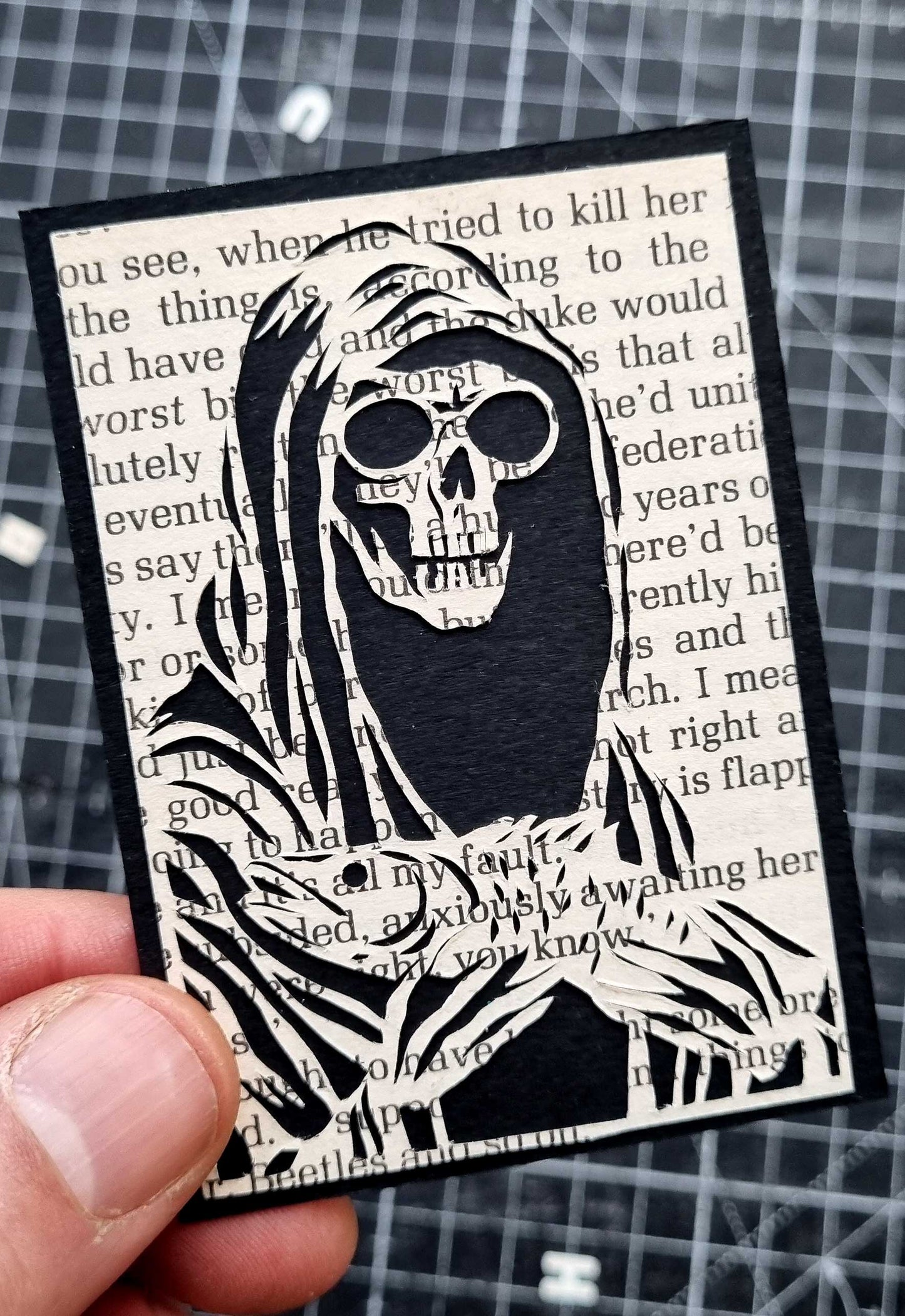 MORT "Death Gone Fishing" ACEO Micro Cut