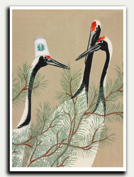 Coffee Shop Crane A6 Greeting Card