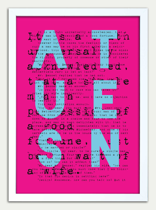 Pride & Prejudice "AUSTEN" in Pink Fine Art Print