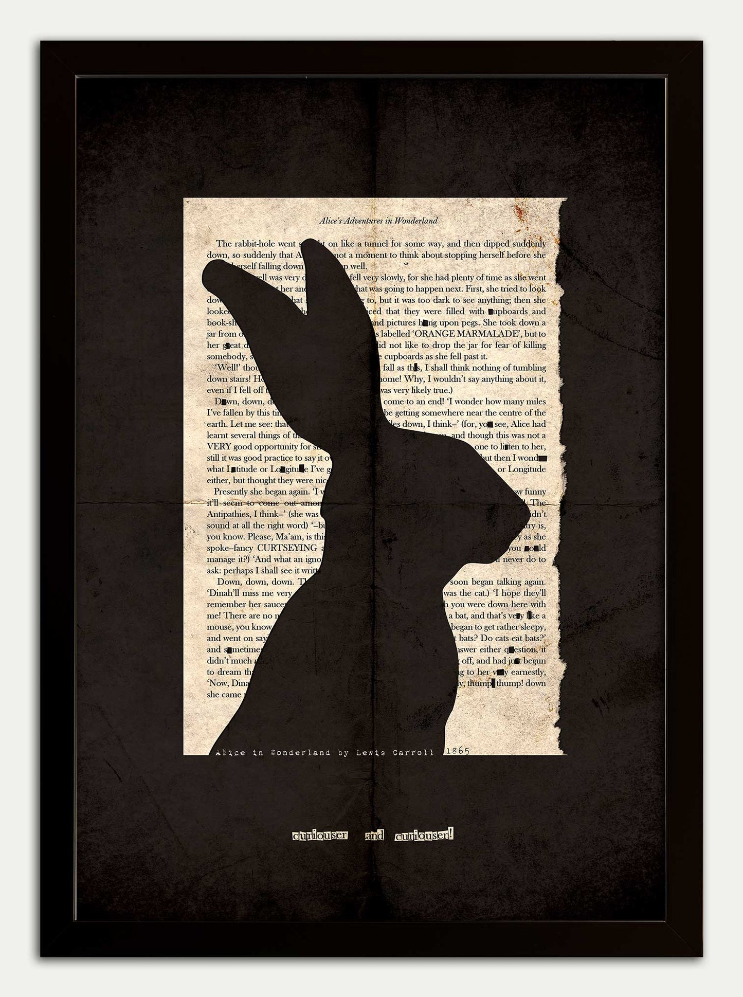 Alice in Wonderland "Hare" Black Grunge Fine Art Print