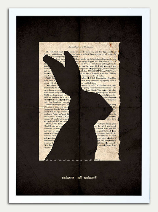 Alice in Wonderland "Hare" Black Grunge Fine Art Print