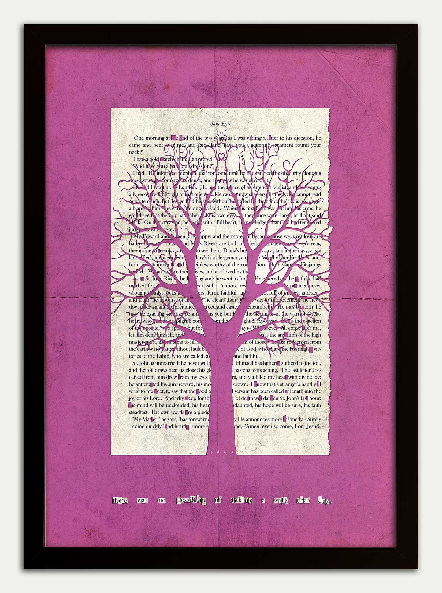 Jane Eyre "Chestnut Tree" Pink Grunge Edition Fine Art Print