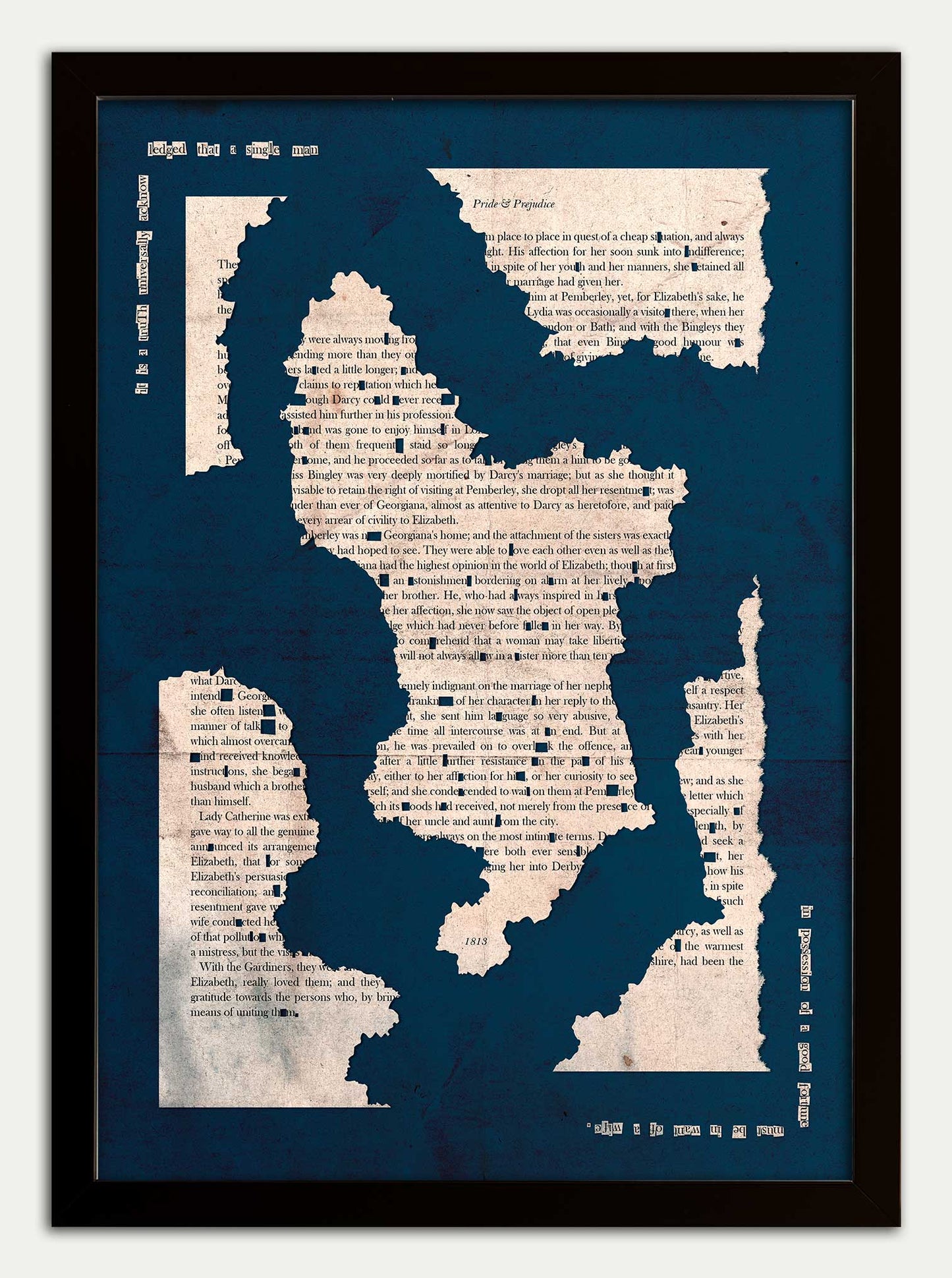 Pride and Prejudice "Derbyshire Pride" Blue Grunge Fine Art Print