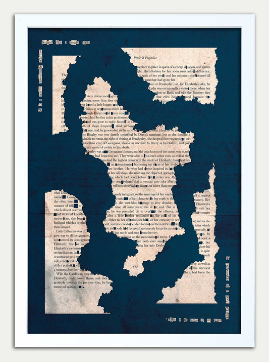 Pride and Prejudice "Derbyshire Pride" Blue Grunge Fine Art Print