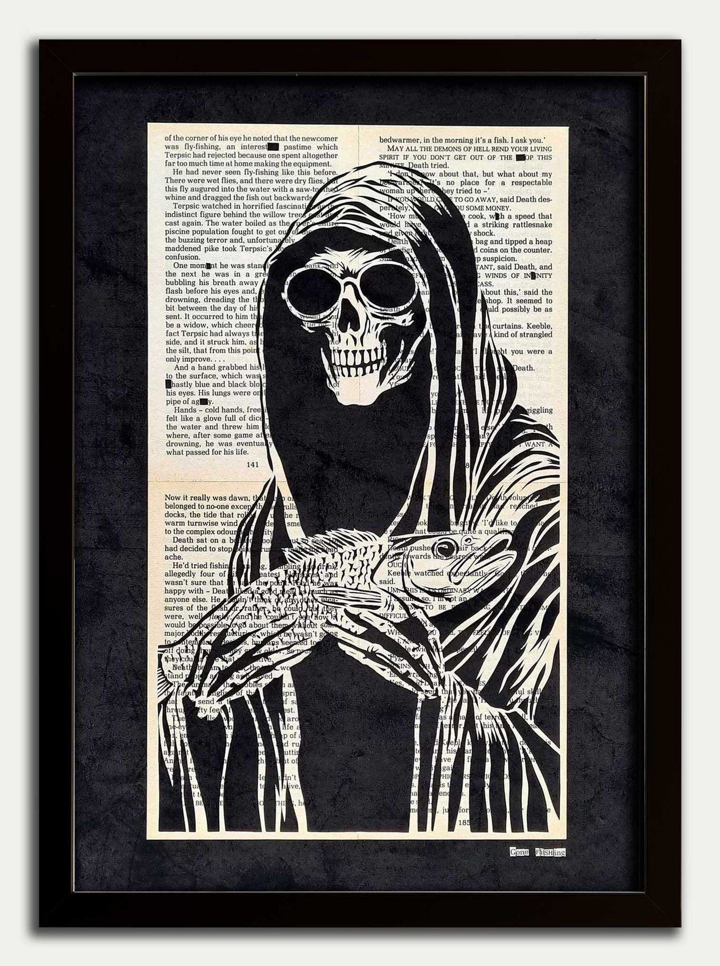 MORT// "DEATH Gone Fishing" Original Papercut