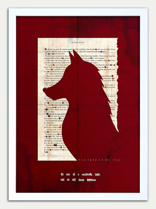 Tale of Mr Todd "Foxey Whiskers" in Red Grunge Fine Art Print