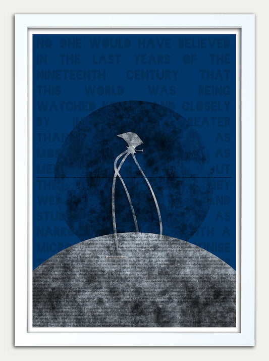 War of the Worlds "Monstrous Tripod" in Tardis Blue Fine Art Print
