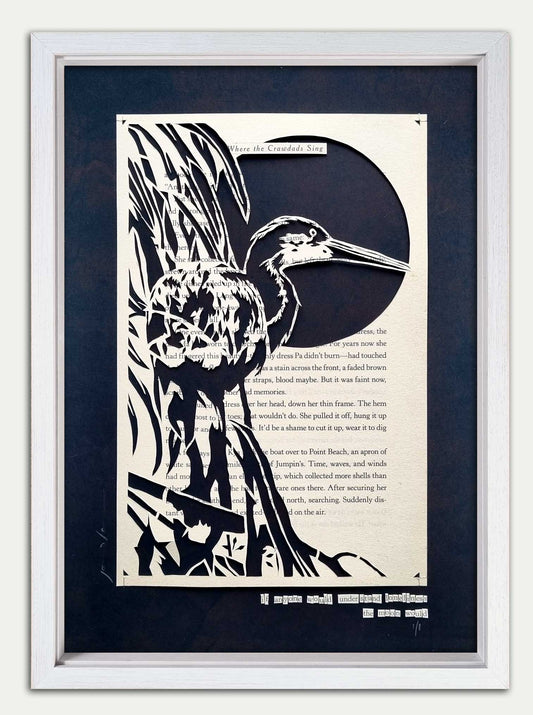 Where the Crawdads Sing "Western Reef Heron" Original Single Page Papercut
