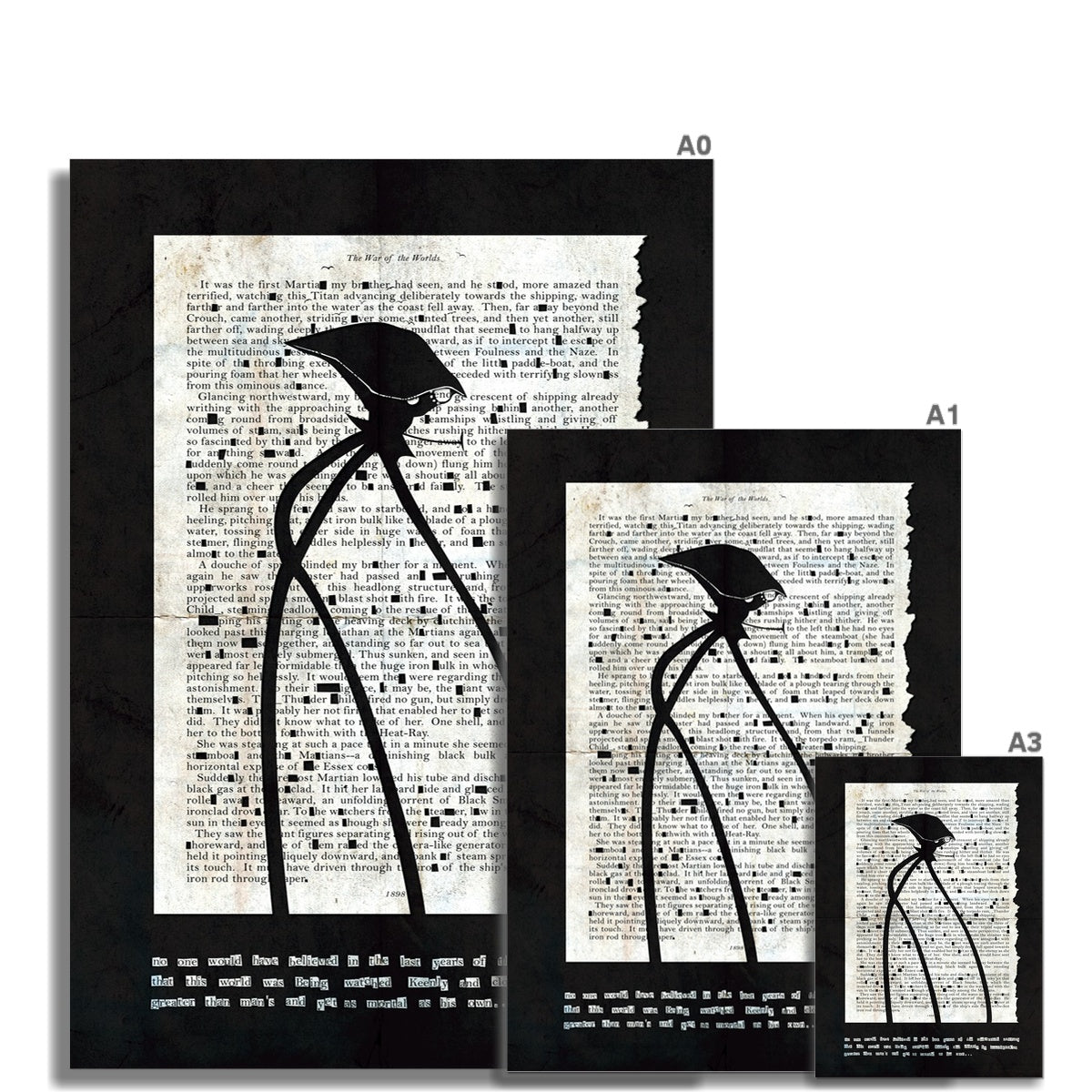 War of the Worlds// Black Grunge Tripod Poster Wall Art Poster