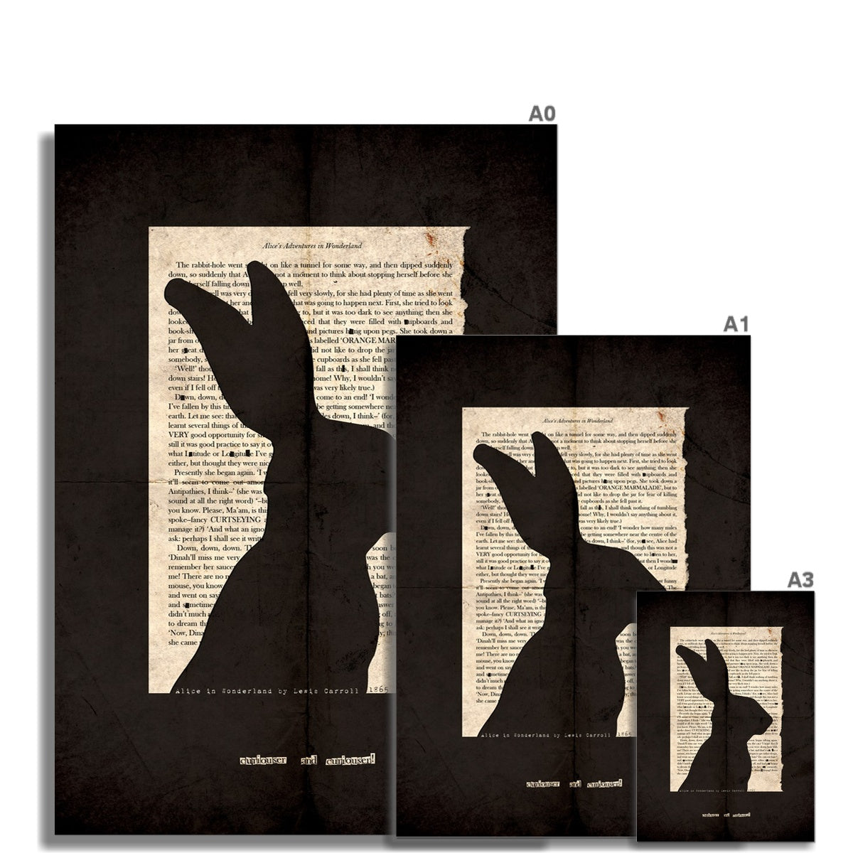 Alice in Wonderland Black Grunge Hare Wall Art Poster