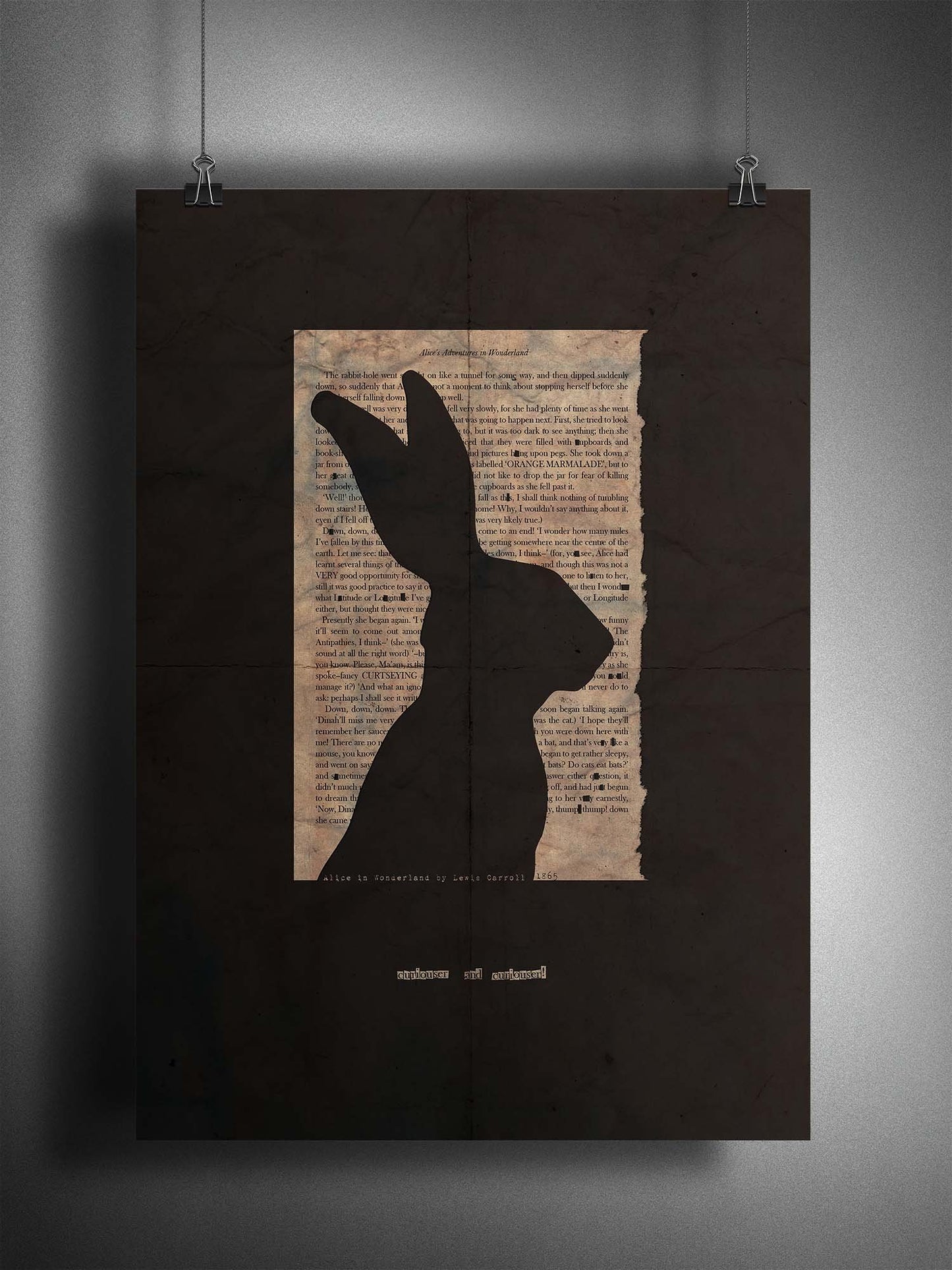 Alice in Wonderland A1 Black Grunge Fine Art Print