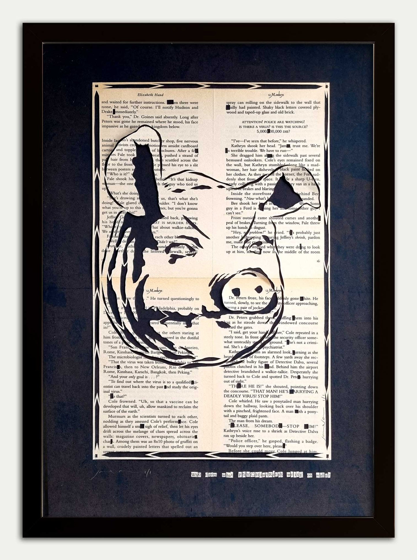 12 Monkeys "Who Cares What Psychiatrists Write on Walls?" Original Papercut