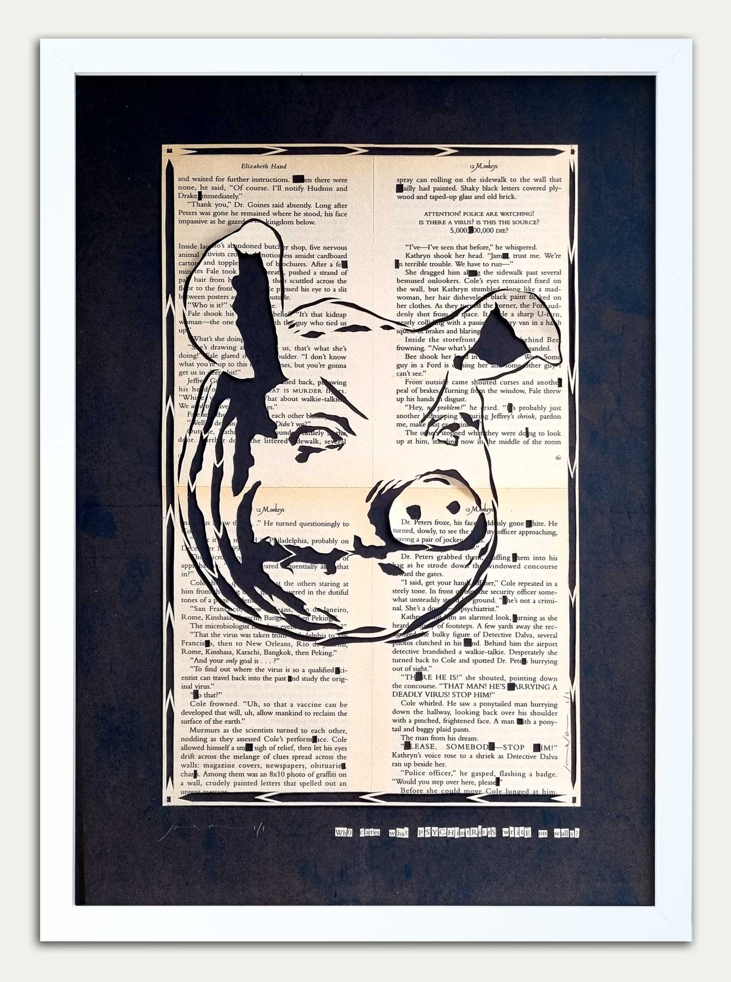 12 Monkeys "Who Cares What Psychiatrists Write on Walls?" Original Papercut