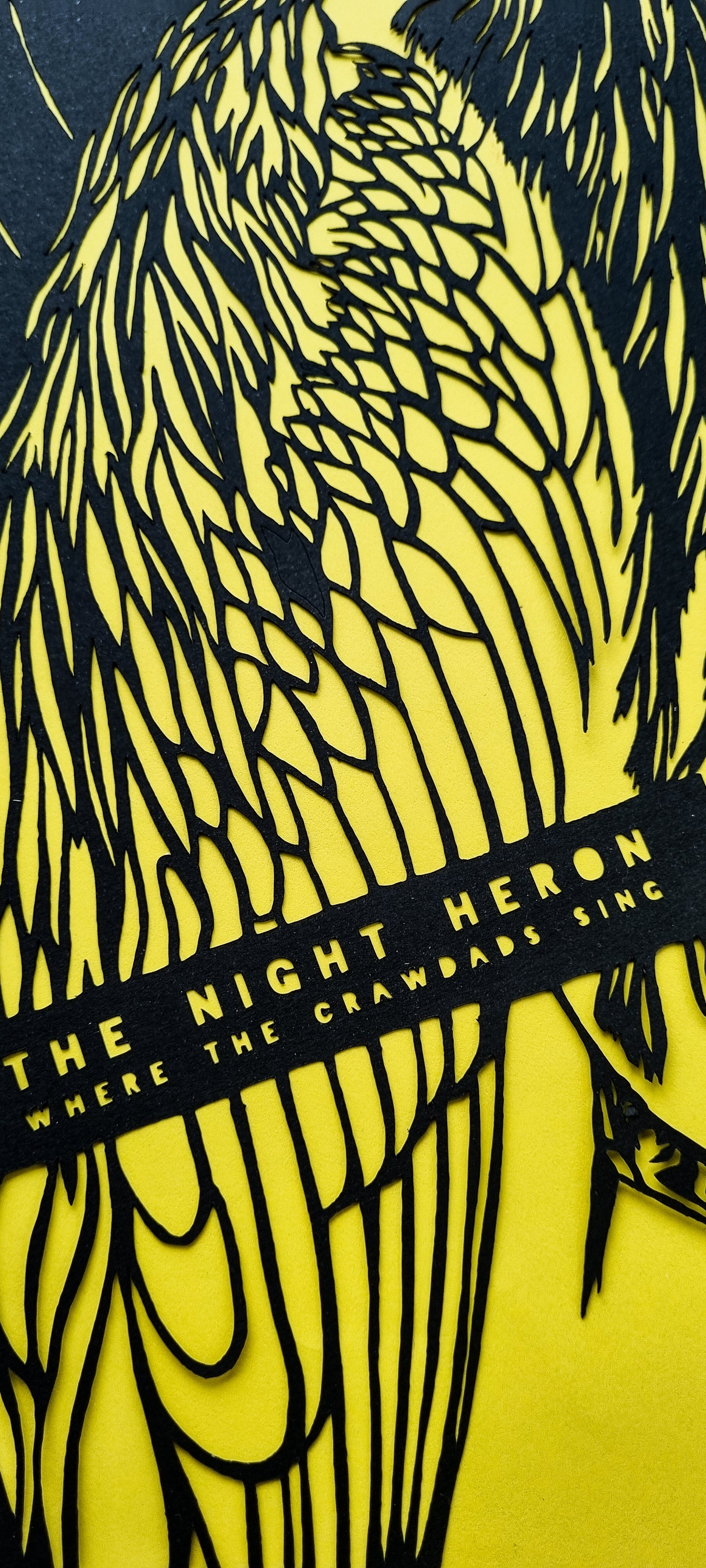 Where The Crawdads Sing// "Night Heron" Papercut Black on Yellow