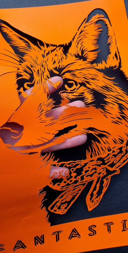 Fantastic Mr Fox// "Fantastic" Papercut Orange on Black