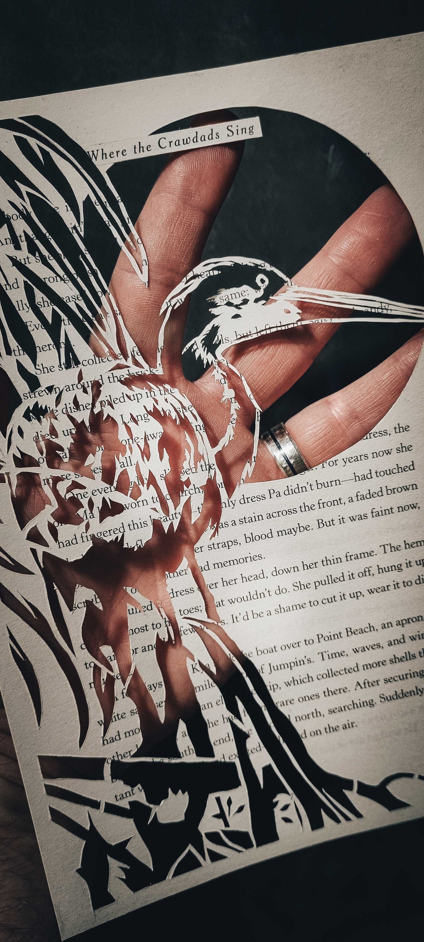 Where the Crawdads Sing "Western Reef Heron" Original Single Page Papercut