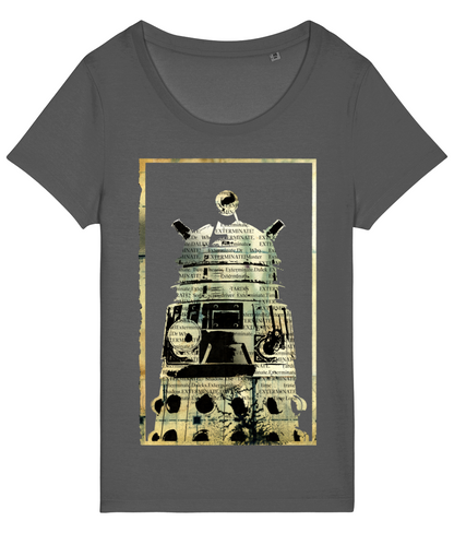 DR WHO// Black Grunge Dalek Women's Scoop Neck T-shirt