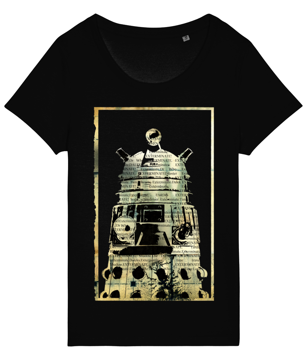 DR WHO// Black Grunge Dalek Women's Scoop Neck T-shirt