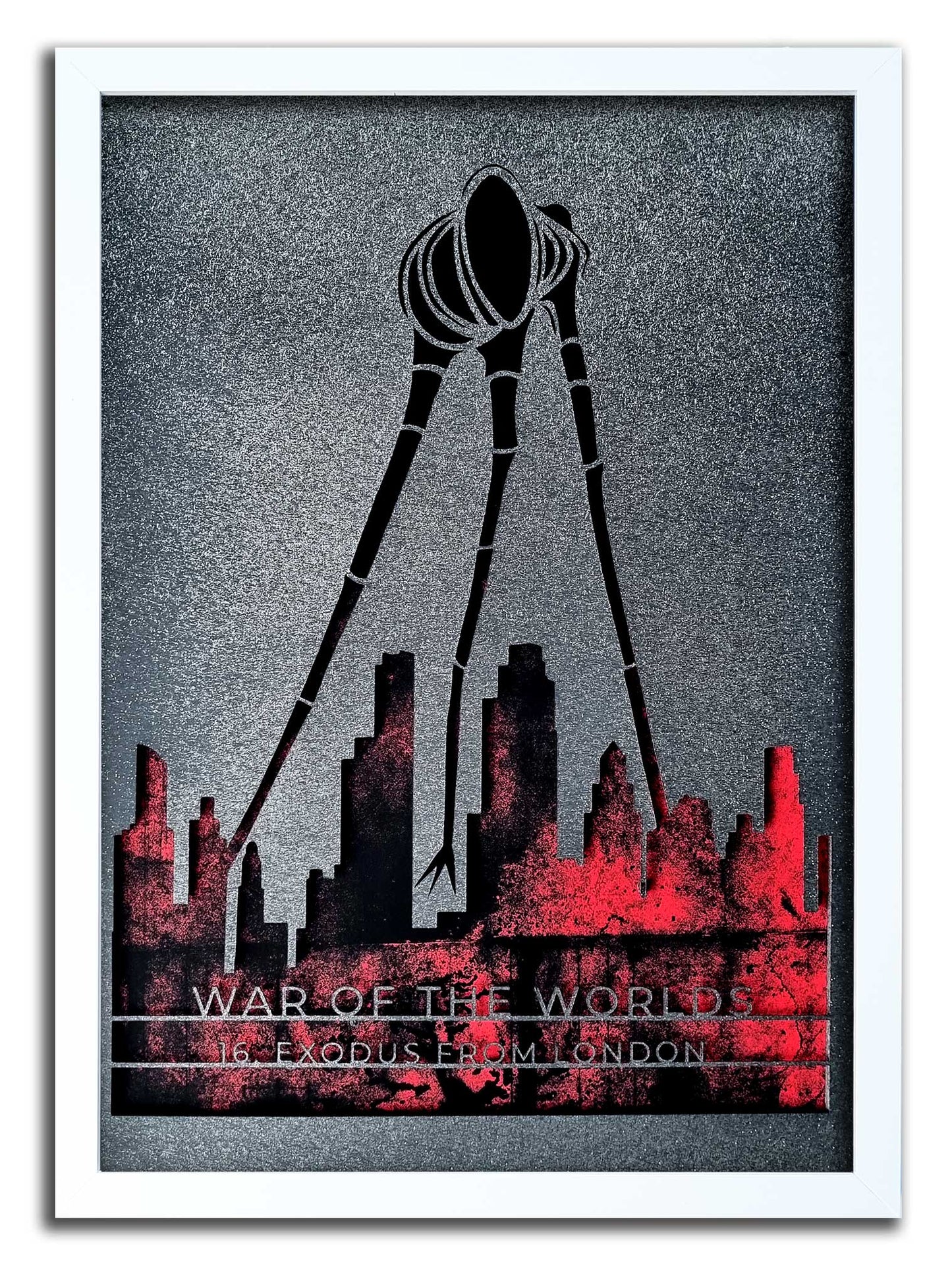 War of the Worlds// "Exodus From London" Framed Floating Papercut