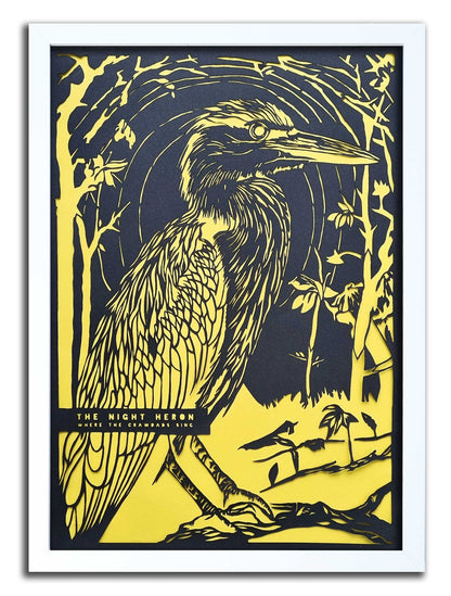 Where The Crawdads Sing// "Night Heron" Papercut Black on Yellow