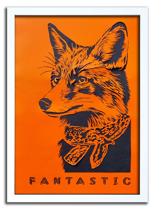 Fantastic Mr Fox// "Fantastic" Papercut Orange on Black