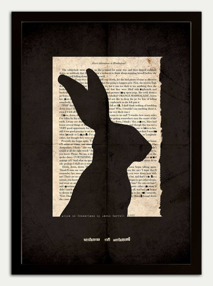 Alice in Wonderland "Hare" Black Grunge Fine Art Print