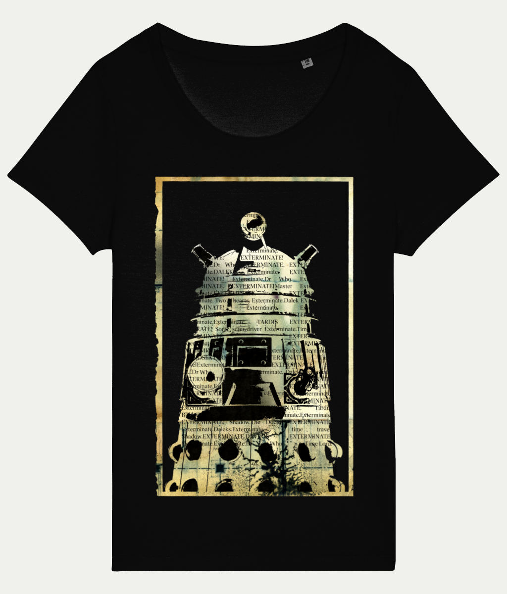 DR WHO// Black Grunge Dalek Women's Scoop Neck T-shirt