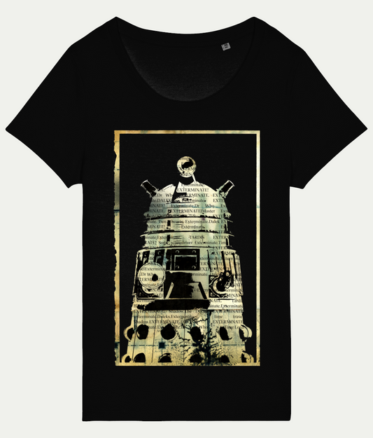 DR WHO// Black Grunge Dalek Women's Scoop Neck T-shirt
