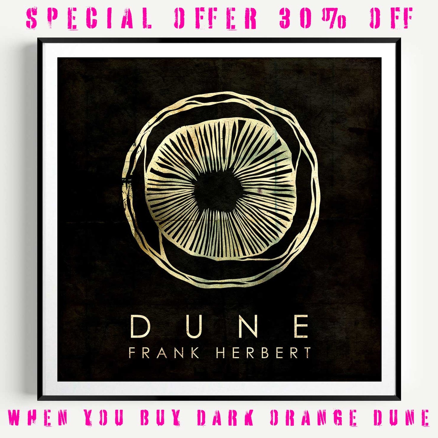 DUNE// Dark Orange DUNE Grunge Book Cover Print