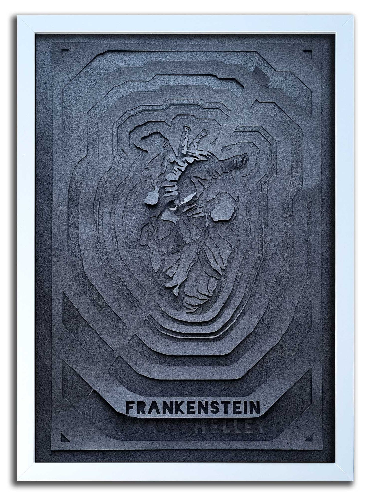 Frankenstein// "Black Heart" Framed Black on Black Artwork