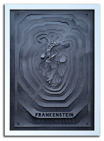 Frankenstein// "Black Heart" Framed Black on Black Artwork