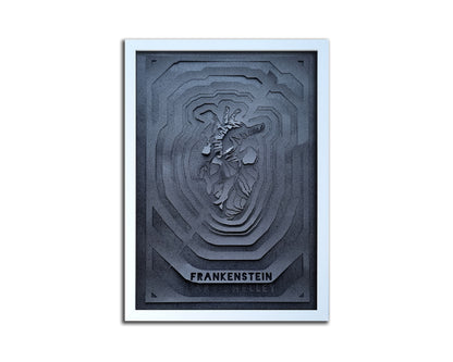 Frankenstein// "Black Heart" Framed Black on Black Artwork