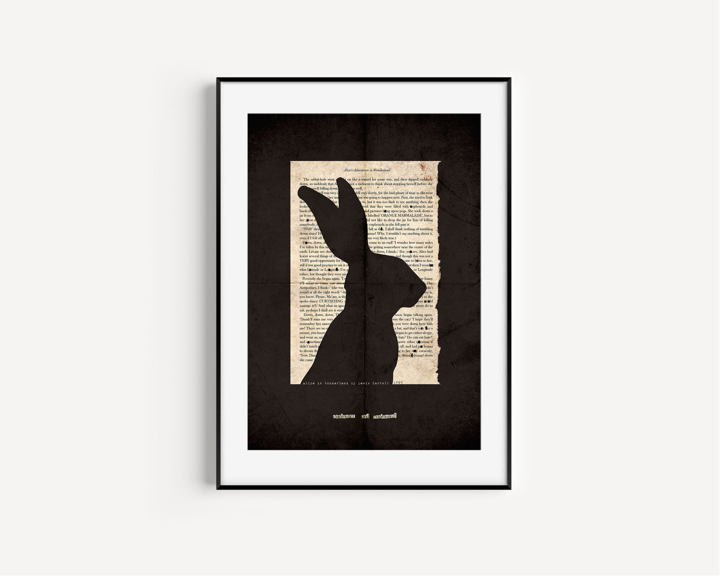 Alice in Wonderland "Hare" Grunge BLACK Custom Print