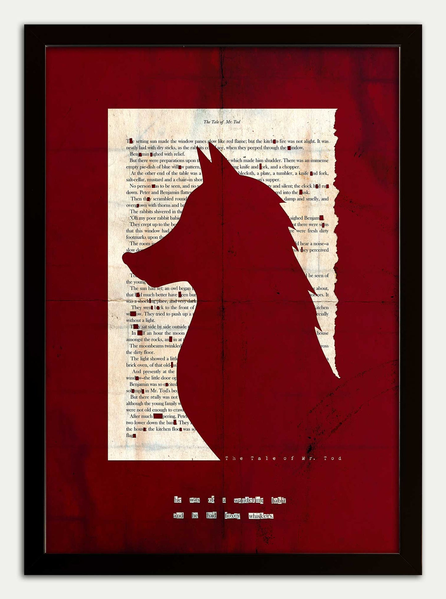 Tale of Mr Todd "Foxey Whiskers" in Red Grunge Fine Art Print