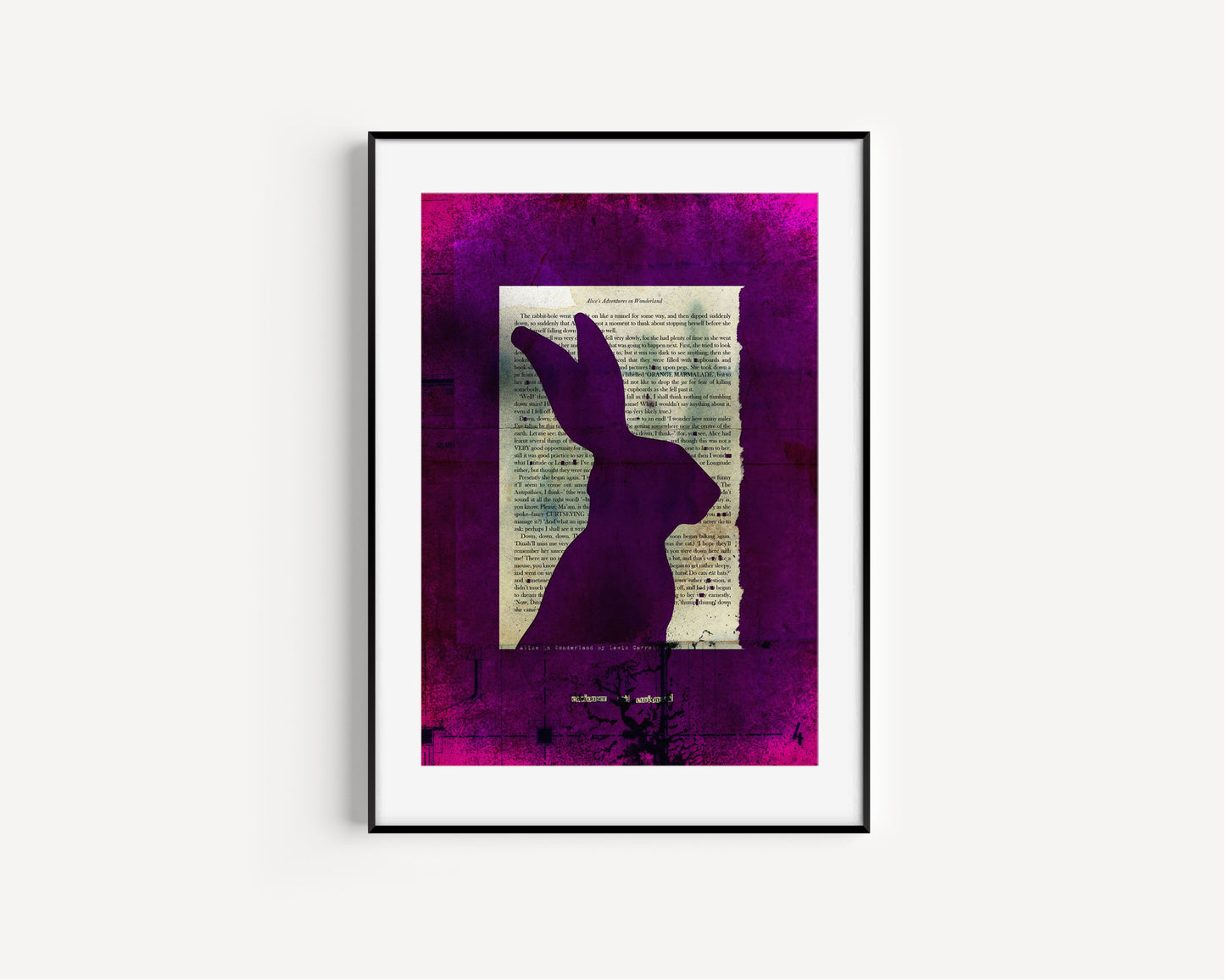 Alice in Wonderland "Hare" Grunge PURPLE Limited Edition Custom Print