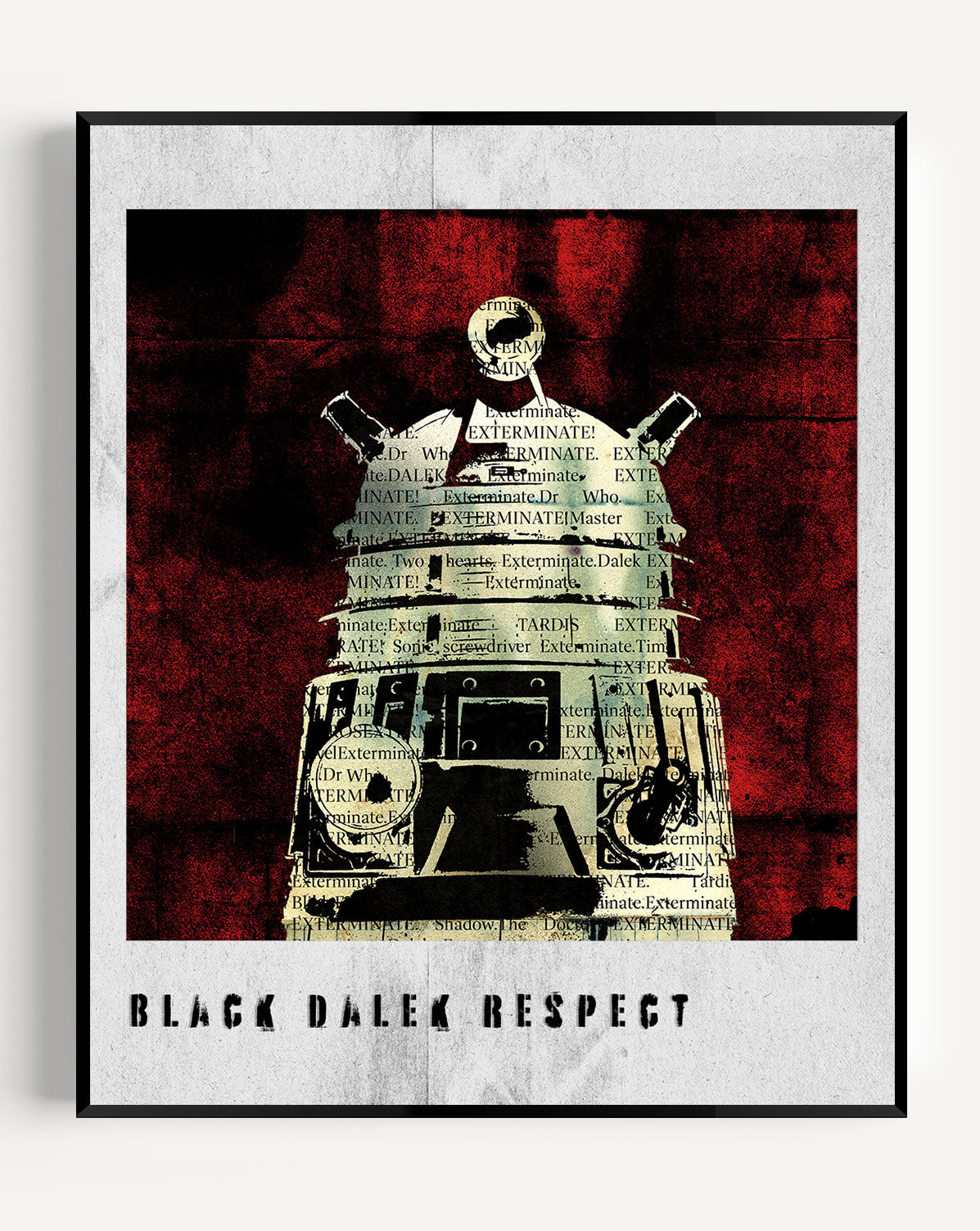 Dr WHO// "Black Dalek Respect" Polaroid Papercut Print