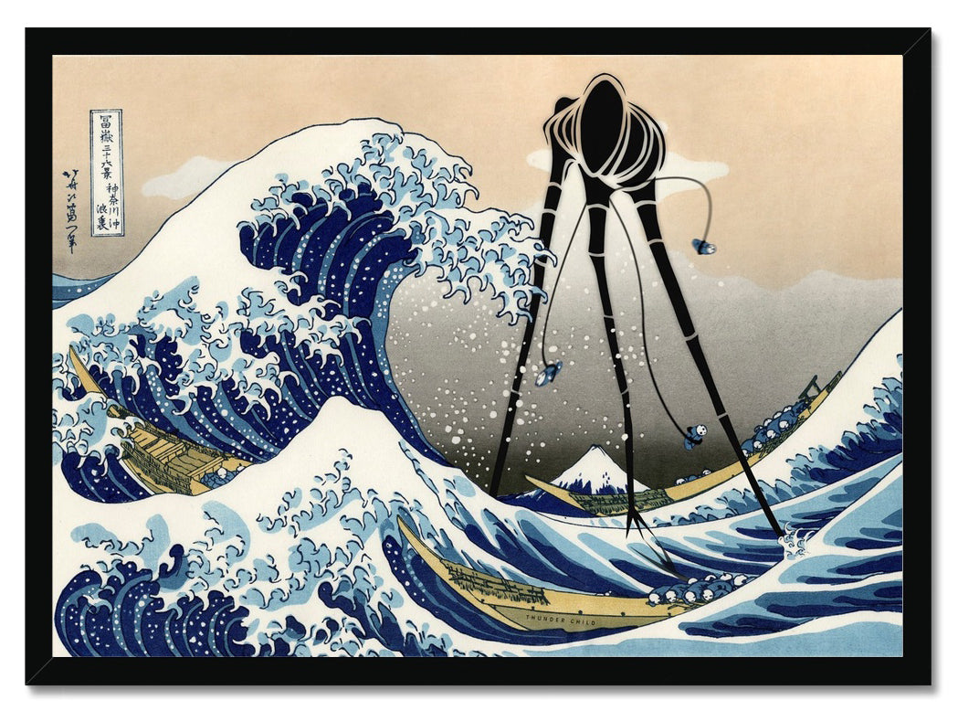 The Great Wave & The Monstrous Tripod Fine Art Print