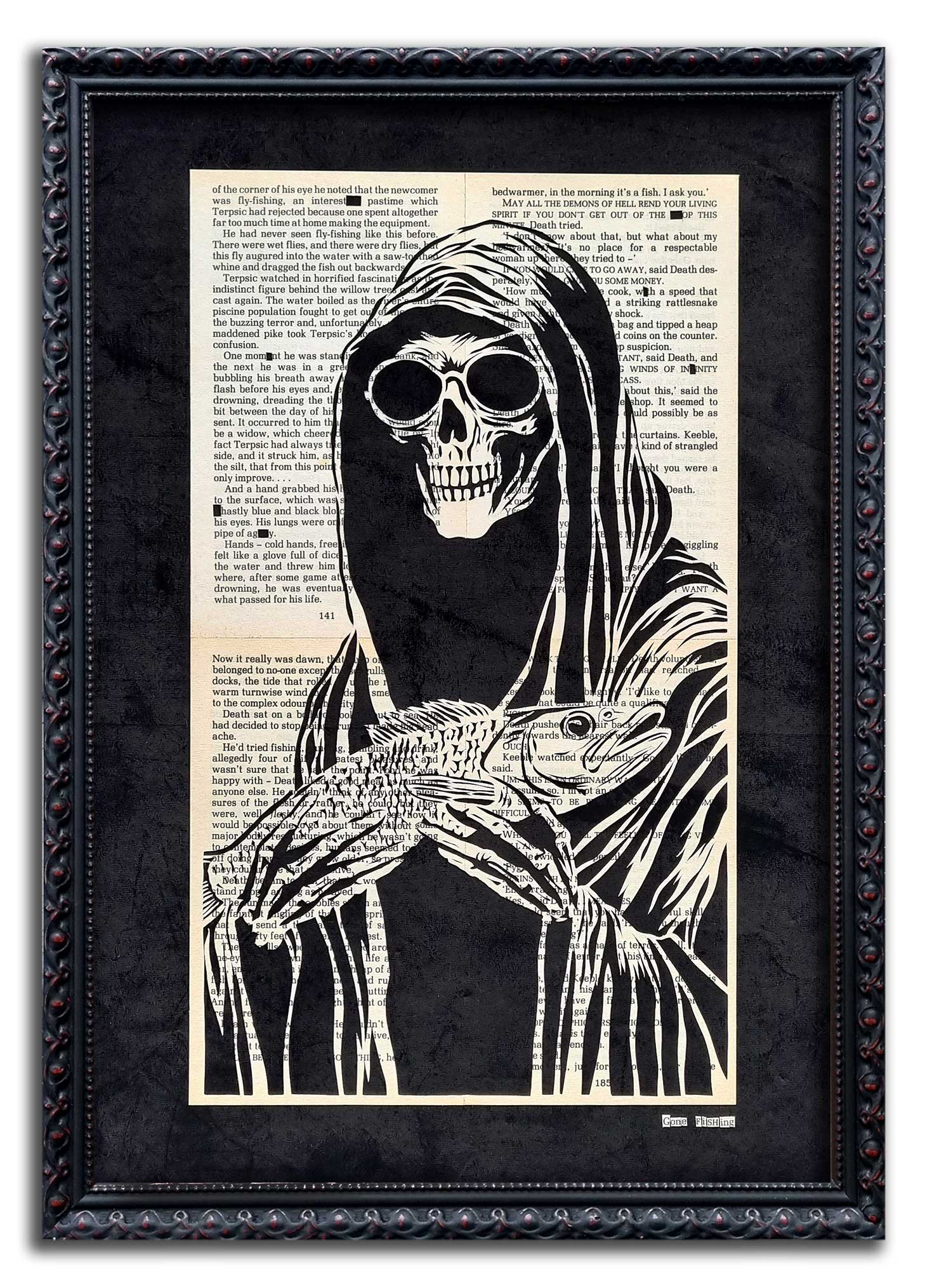 MORT// "DEATH Gone Fishing" Original Papercut