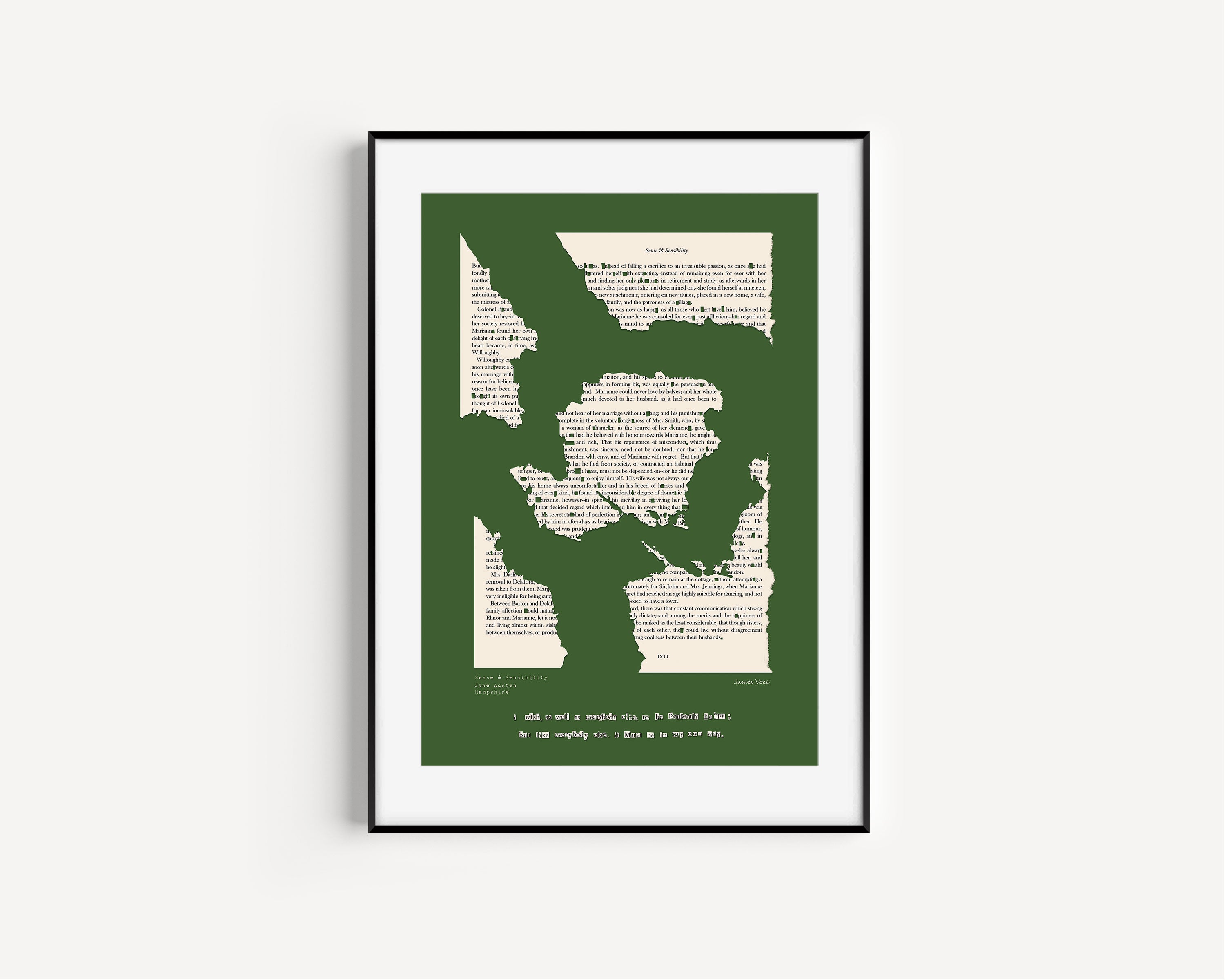 Sense and Sensibility Hampshire Map in Green