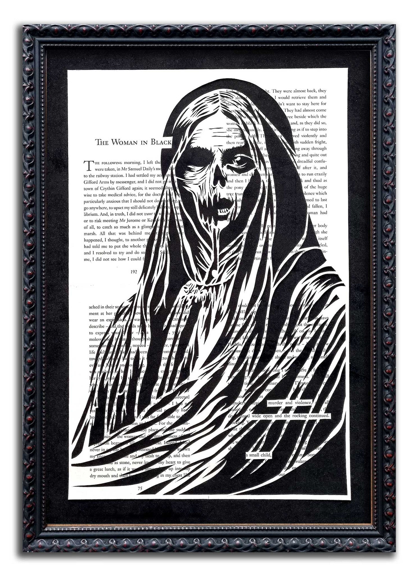 The Woman In Black// "Always Waiting" Oringal Framed Papercut