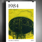 An unframed fine art print of George Orwell's 1984 "Big Brother is Listening" showing the Lovell Telescope on yellow background