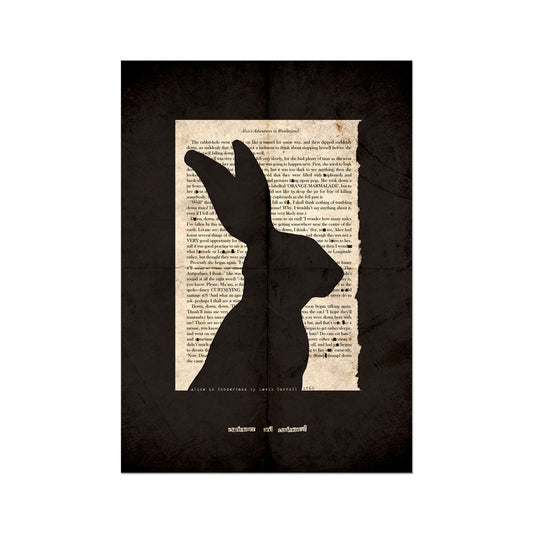 Alice in Wonderland Black Grunge Hare Wall Art Poster