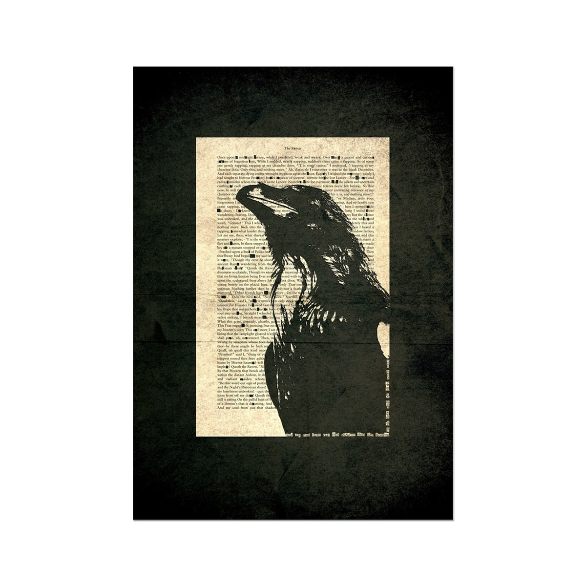 The Raven // The Black Grunge Raven 1845 Wall Art Poster