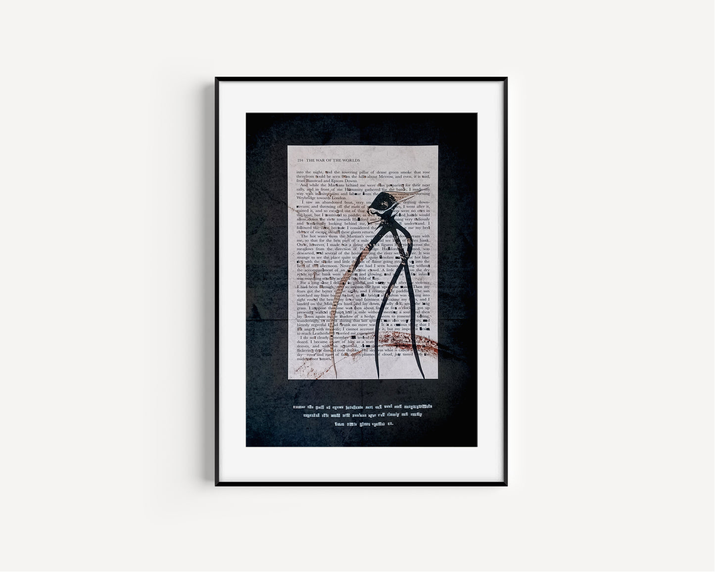 "The Gulf Raven" // Grunge Mashup Print War of the Worlds and The Raven in Black