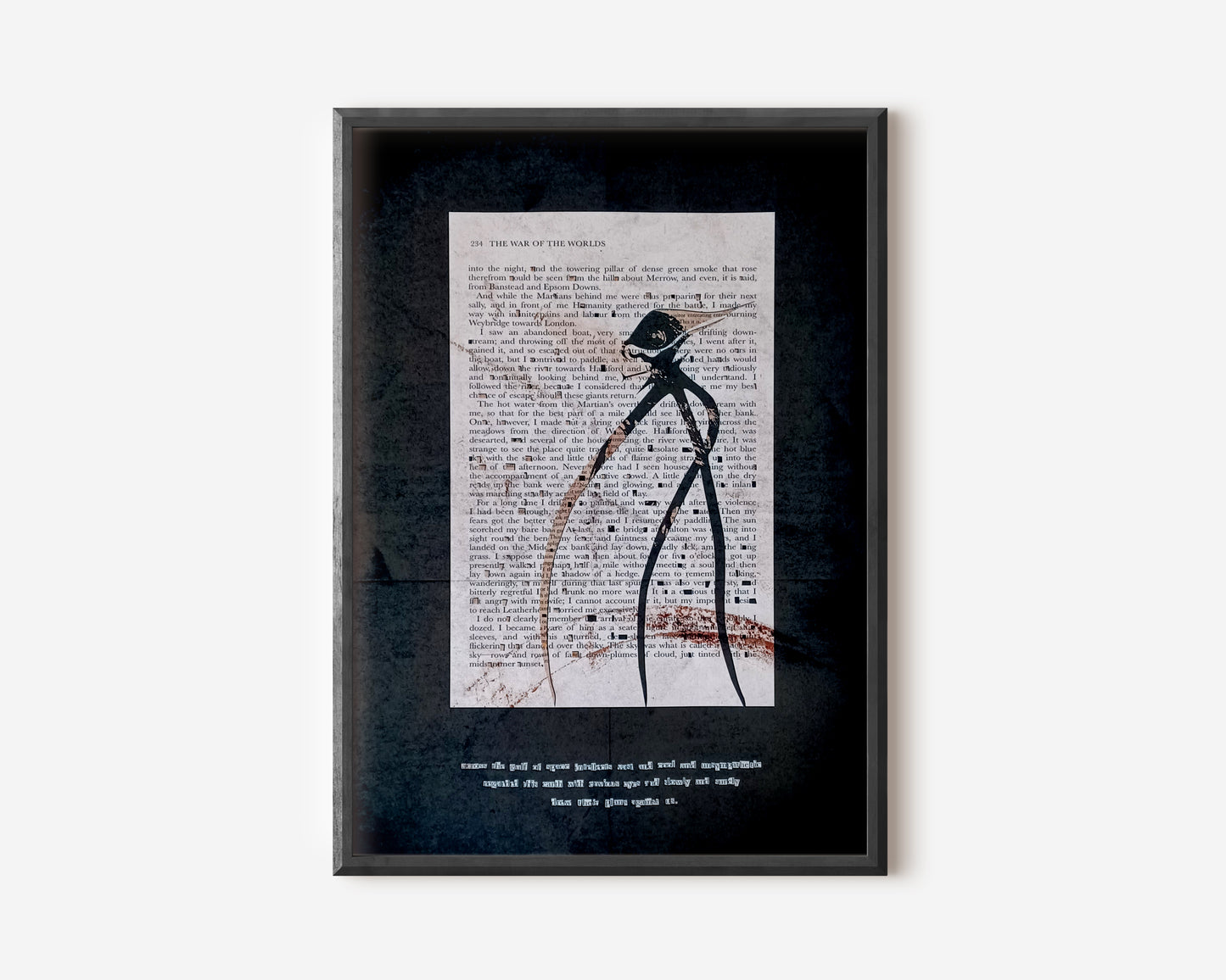"The Gulf Raven" // Grunge Mashup Print War of the Worlds and The Raven in Black