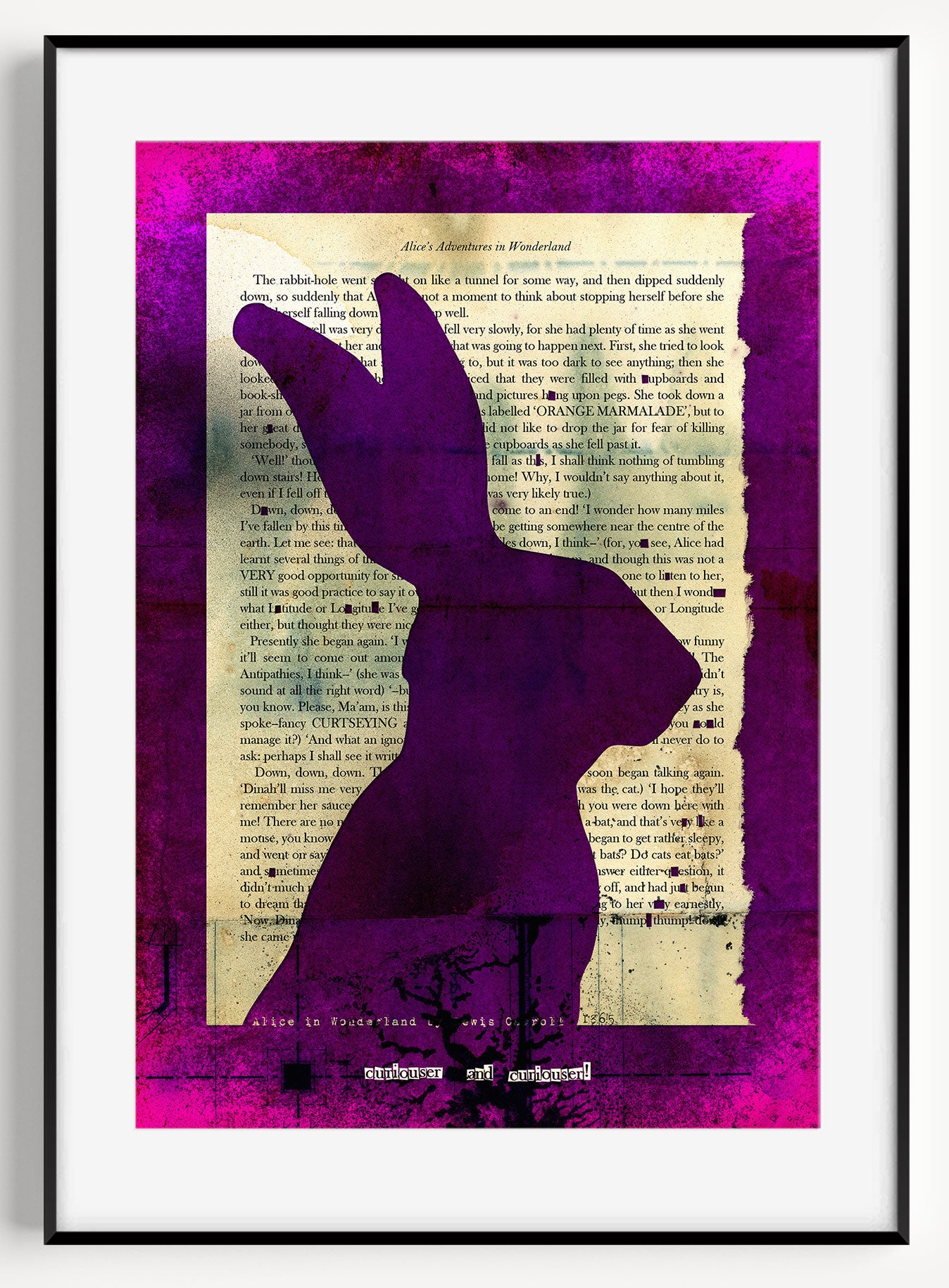 Alice in Wonderland "Hare" Grunge PURPLE Limited Edition Custom Print