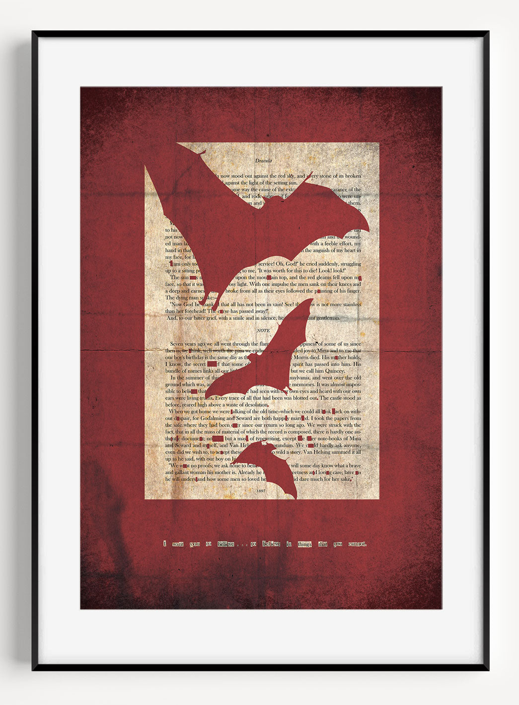 Dracula "You Wouldn't Understand" 3 Bats Red Print // Faded Grunge Edition