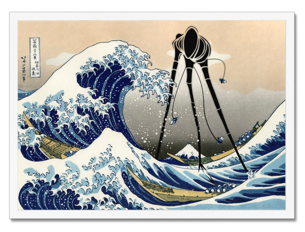 The Great Wave & The Monstrous Tripod Fine Art Print