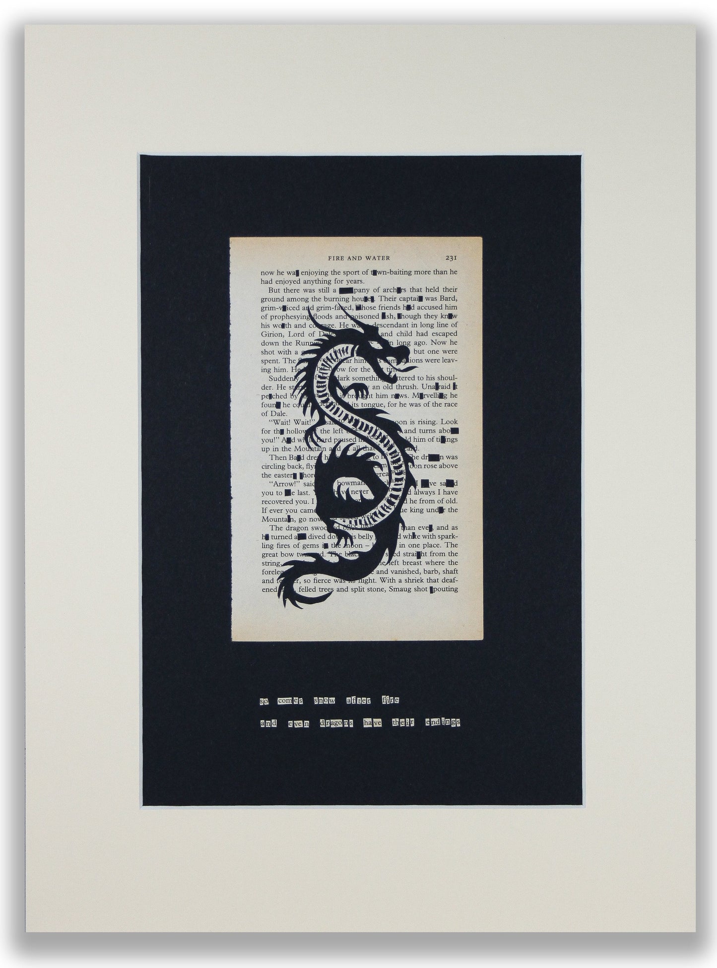 The Hobbit "Snow after Fire with Dragon 231" | Single Paper Cut | Limited Edition 1 of 1 - James Voce // artist